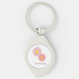 Metal keychain with a floral design