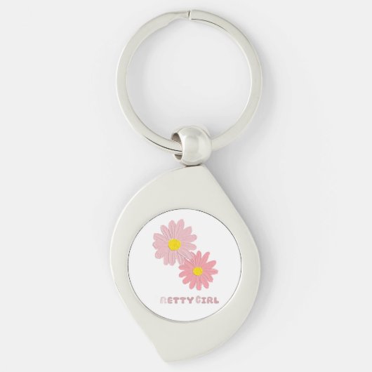 Metal keychain with a floral design (Voorkant)