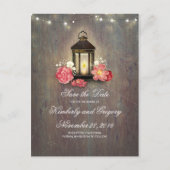 Metal Lantern Rustic String Lights Save the Date Aankondigingskaart (Voorkant)