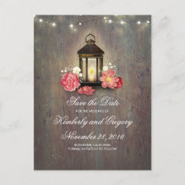 Metal Lantern Rustic String Lights Save the Date Aankondigingskaart