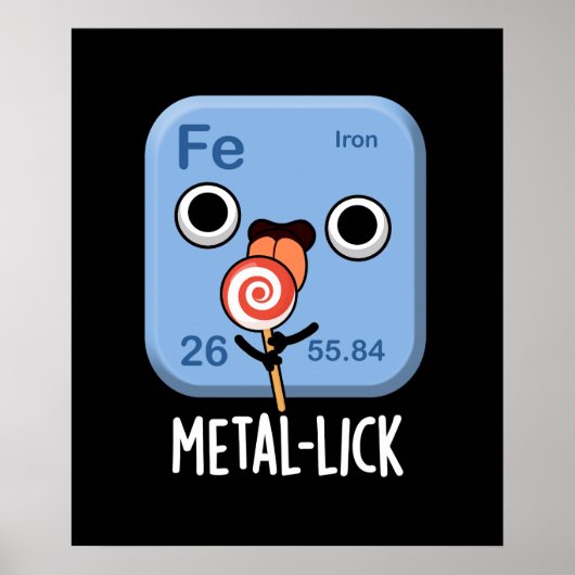 Metal-lick Funny Chemistry Metal Pun Dark BG Poster (Voorkant)