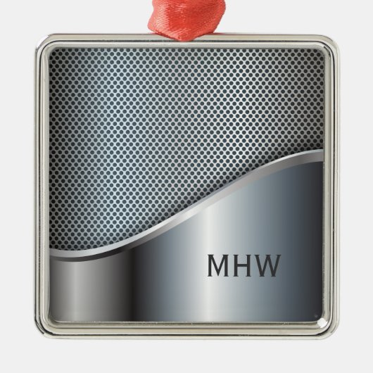 Metal look aangepaste monogram-versiering metalen ornament (Voorkant)