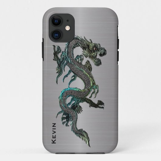 Metal look Asian Dragon iPhone 5S hoesje (Achterkant)