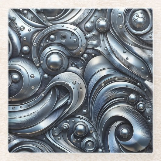 metal look, industrial style glazen onderzetter (Voorkant)