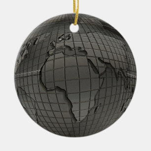 Metal look World Wereldbol Ornament