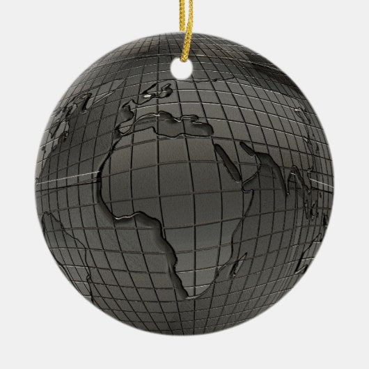 Metal look World Wereldbol Ornament (Voorkant)