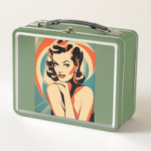 Metal Lunchbox Art Deco Style Pin Up Girl Poster