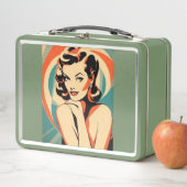 Metal Lunchbox Art Deco Style Pin Up Girl Poster (In situ)