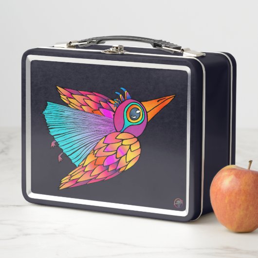 Metal Lunchbox colorful Bird Creature (In situ)