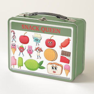 Metal Lunchbox-"SNACK QUEEN Kinder lunchbox