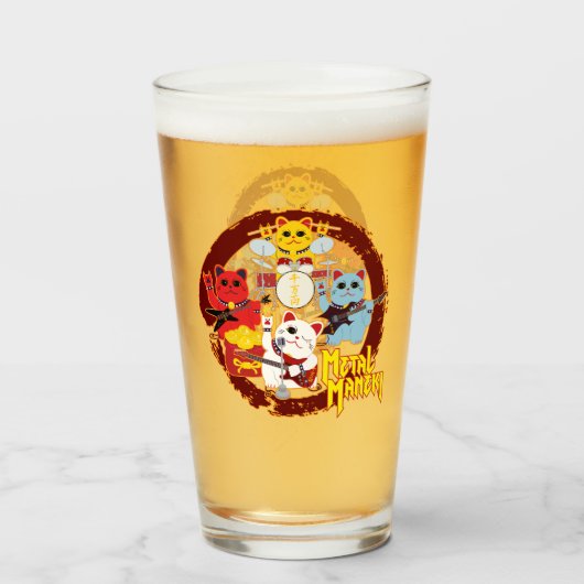 Metal Maneki Glas (Achterkant gevuld)
