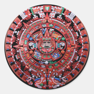 Metal Mayan Sunstone Calender Ronde Sticker