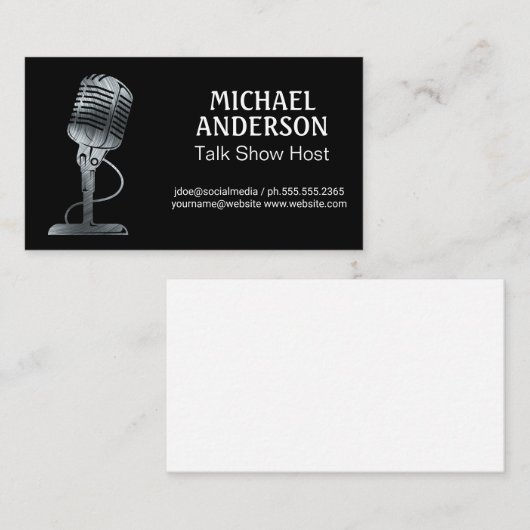 Metal Microfoon | Podcast Visitekaartje (Voorkant / Achterkant)