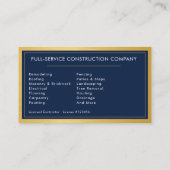 Metal Modern Handyman Navy Blue Gold Visitekaartje (Achterkant)