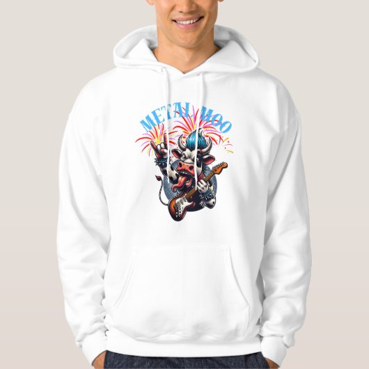     Metal Moo-d – Rockin' Cow with a Guitar Hoodie (Voorkant)