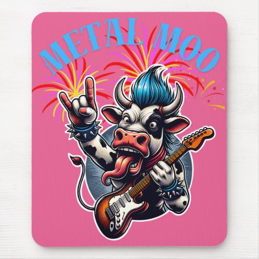    Metal Moo-d – Rockin' Cow with a Guitar Muismat (Voorkant)