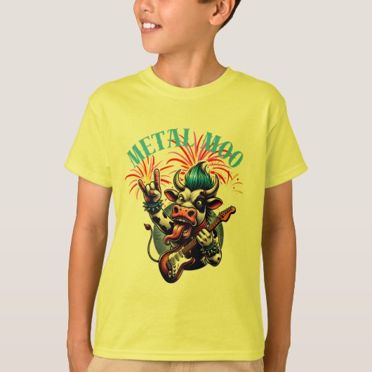 Metal Moo-d – Rockin' Cow with a Guitar T-shirt (Voorkant)