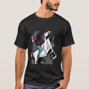 Metal Music Guy Rijden op een Eenhoorn Grappige Gr T-shirt