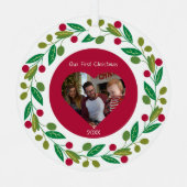 Metal Ornament - Onze Eerste Kerstmis - Foto/Datum (Voorkant)