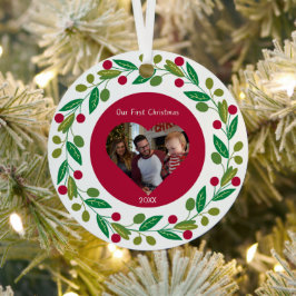 Metal Ornament - Onze Eerste Kerstmis - Foto/Datum