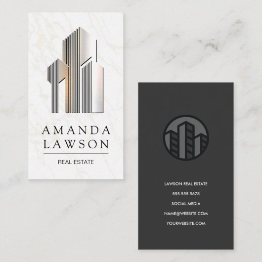 Metal Real Estate Buildings Logo Afsprakenkaartje (Voorkant / Achterkant)