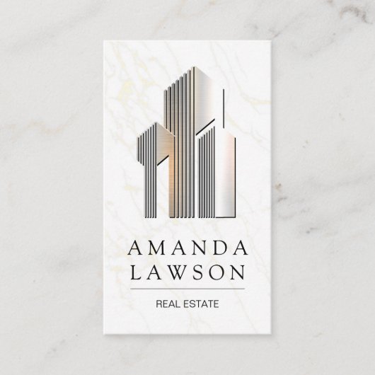Metal Real Estate Buildings Logo Afsprakenkaartje (Voorkant)