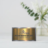 Metal Real Estate Logo | Metallic goud zilver Visitekaartje (Staand voorkant)