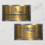 Metal Real Estate Logo | Metallic goud zilver Visitekaartje (Voorkant / Achterkant)