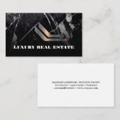 Metal Real Estate Logo | zwart marmer Visitekaartje (Voorkant / Achterkant)