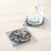 metal reflections design ball glazen onderzetter (Schuin)