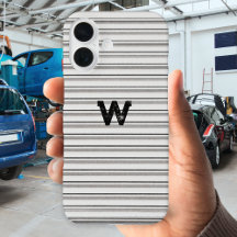 Metal Ridge Effect Monogrammed Gray