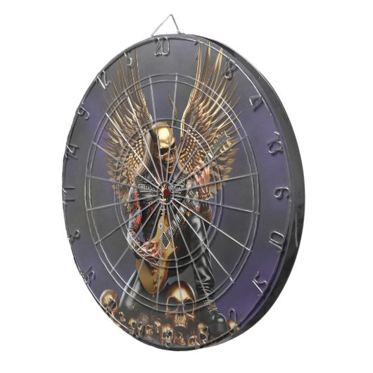 Metal- Rockgitarrist Hell 666 Dartboard Dartbord (Voorkant Rechts)