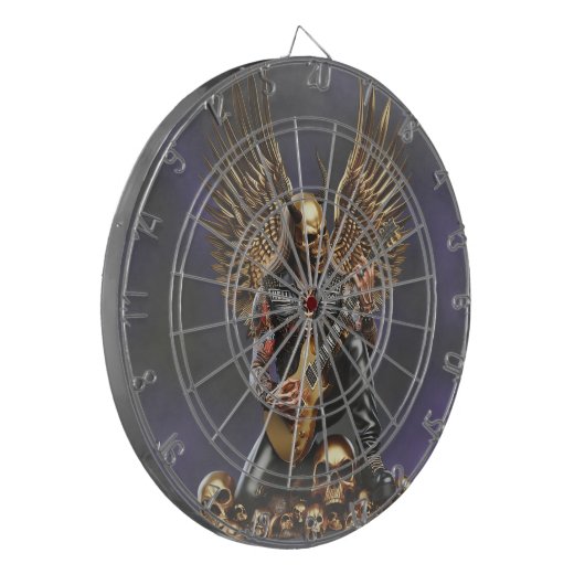 Metal- Rockgitarrist Hell 666 Dartboard Dartbord (Voorkant Links)
