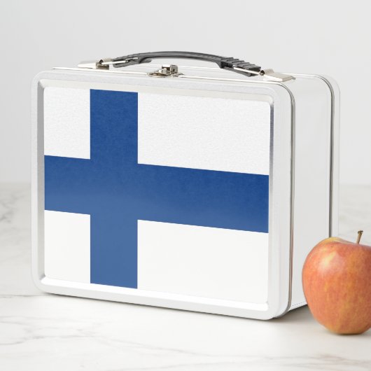 Metal Roestvrij Lunchbox met Finse vlag (In situ)