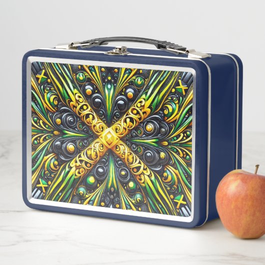 Metal Roestvrij Lunchbox met Jamaicaanse kleuren (In situ)