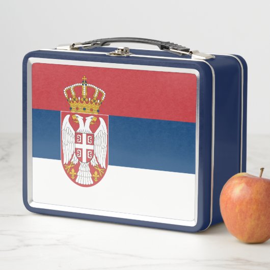 Metal Roestvrij Lunchbox met Servische vlag (In situ)