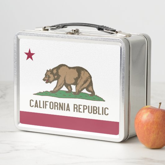 Metal Roestvrij Lunchbox met vlag van Californië (In situ)
