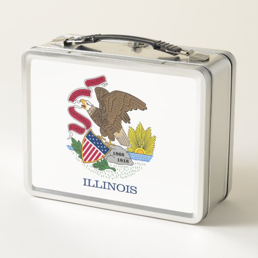 Metal Roestvrij Lunchbox met vlag van Illinois (Achterkant)