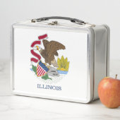 Metal Roestvrij Lunchbox met vlag van Illinois (In situ)