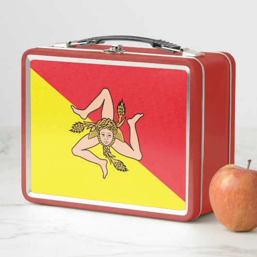 Metal Roestvrij Lunchbox met vlag van Sicilië (In situ)