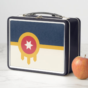 Metal Roestvrij Lunchbox met vlag van Tulsa City