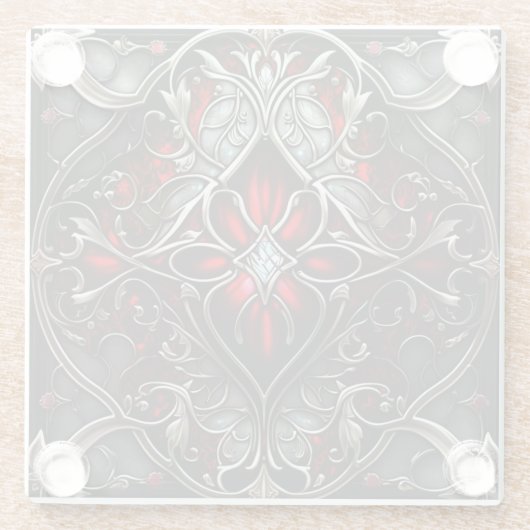 Metal Ruby Art Glazen Onderzetter (Achterkant)