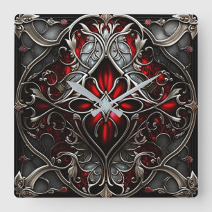 Metal Ruby Art Vierkante Klok