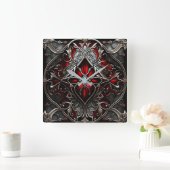 Metal Ruby Art Vierkante Klok (Huis)