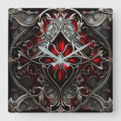 Metal Ruby Art Vierkante Klok (Voorkant)