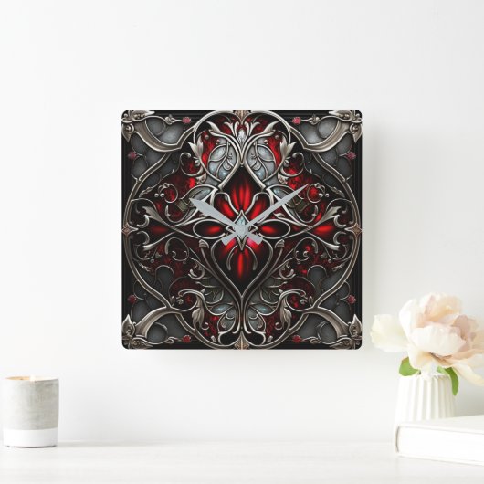 Metal Ruby Art Vierkante Klok (Huis)