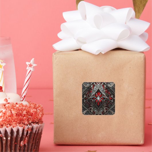 Metal Ruby Art Vierkante Sticker (Feest)