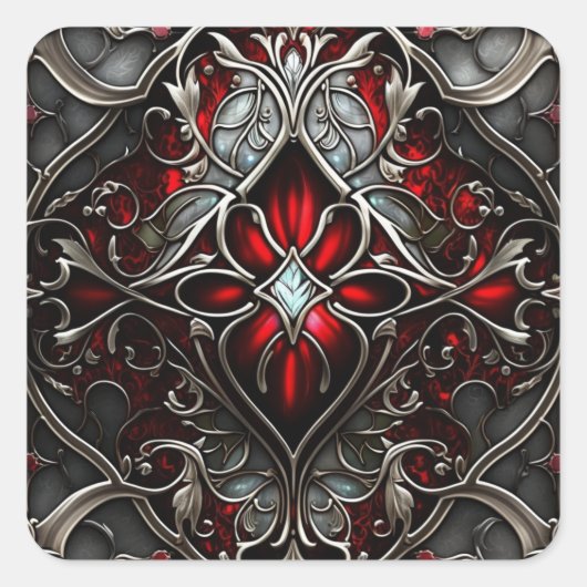 Metal Ruby Art Vierkante Sticker (Voorkant)