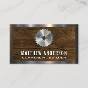 Metal Saw   Houten planken en metalen sierstroken Visitekaartje