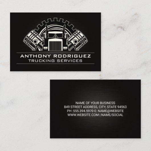Metal Semi Truck | Bestuurder | Logistiek vervoer Visitekaartje (Voorkant / Achterkant)